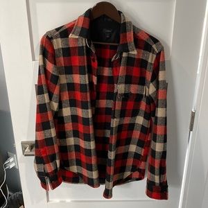 J Crew Wool Red/Black Plaid Overshirt Size S